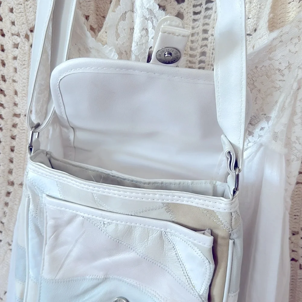Vintage White Patchwork Leather Bag - Picture 3 of 5